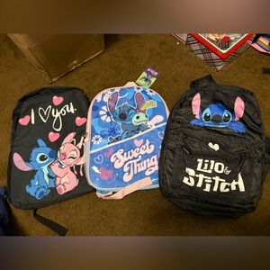 Disney Lilo & Stitch Kids Backpack Trio - Black, Pink, Blue